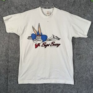 Vintage 90s Looney Tunes Bugs Bunny Mens TShirt Large Single Stitch Western‎ USA